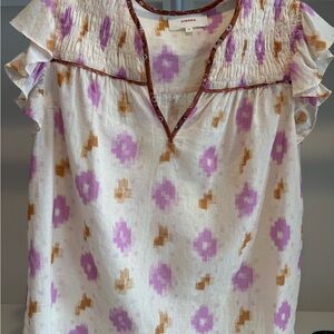 XiRENA Women's Floral Blouse - Purple and Tan